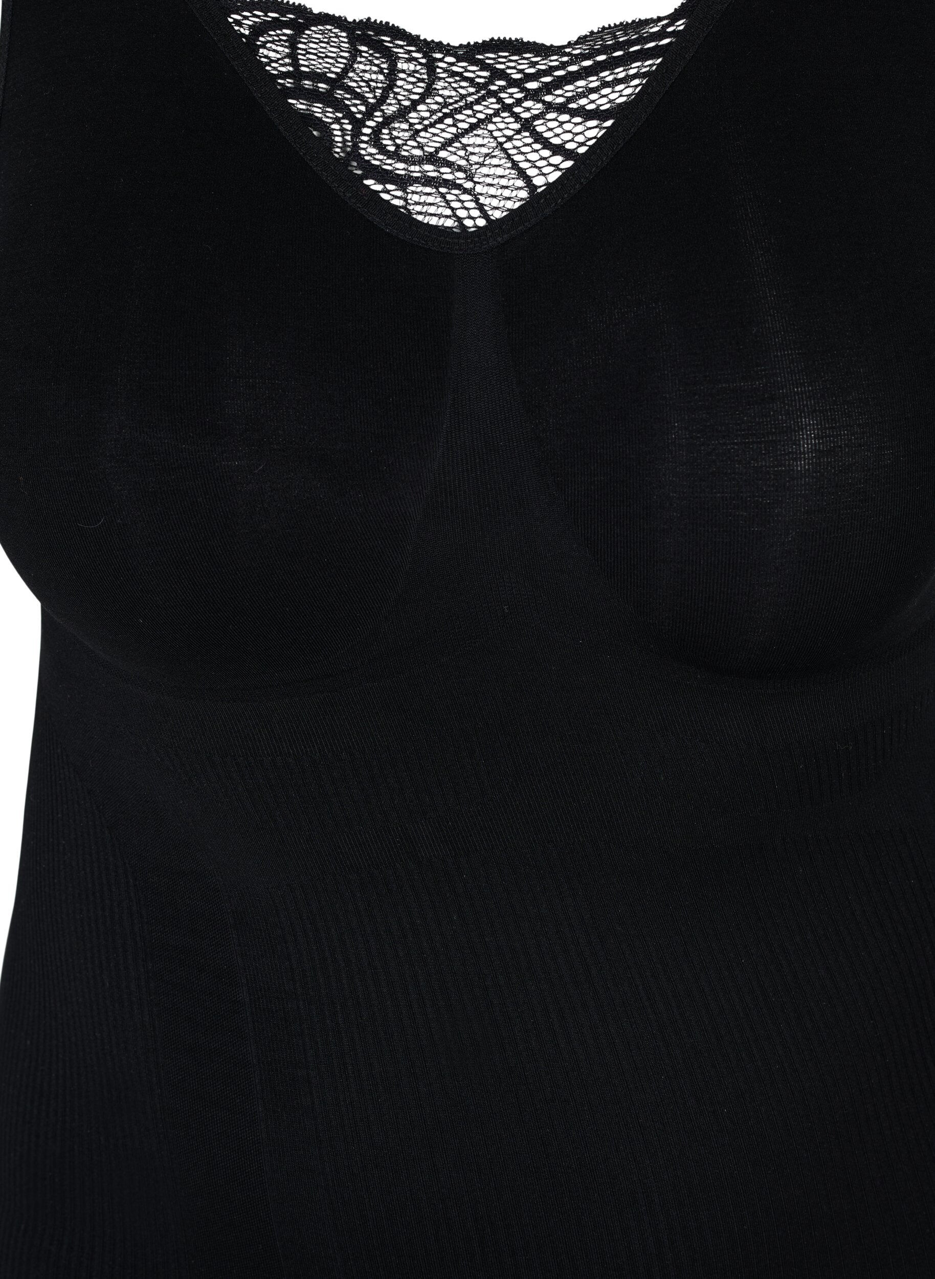 Zizzi Shapewear top met kanten detail, Black, Packshot image number 2