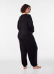 Losse pyjamabroek in viscose met een elastische taille, Zwart, Model image number 1