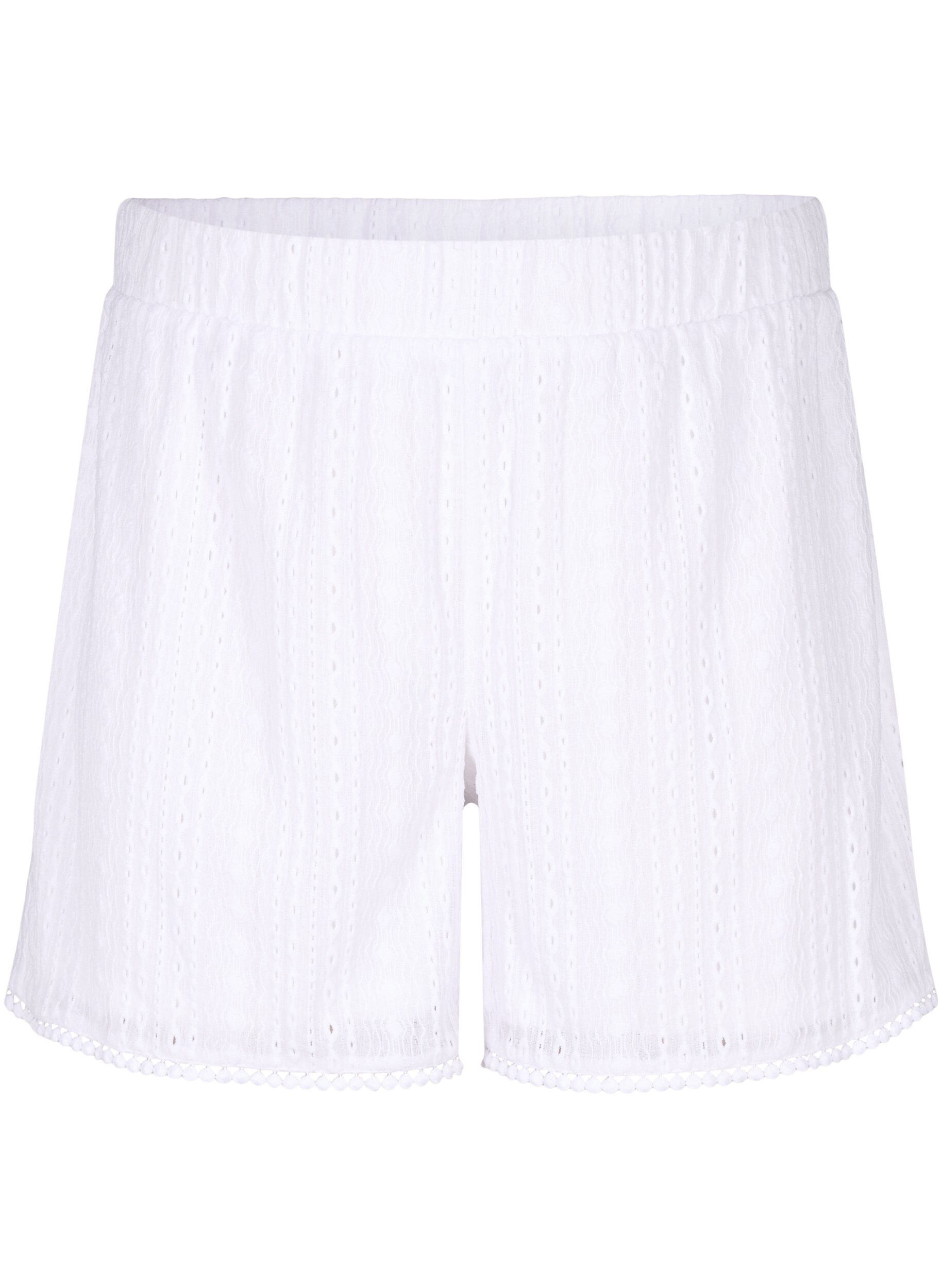 Zizzi Korte broek met structuurpatroon, Bright White, Packshot image number 0