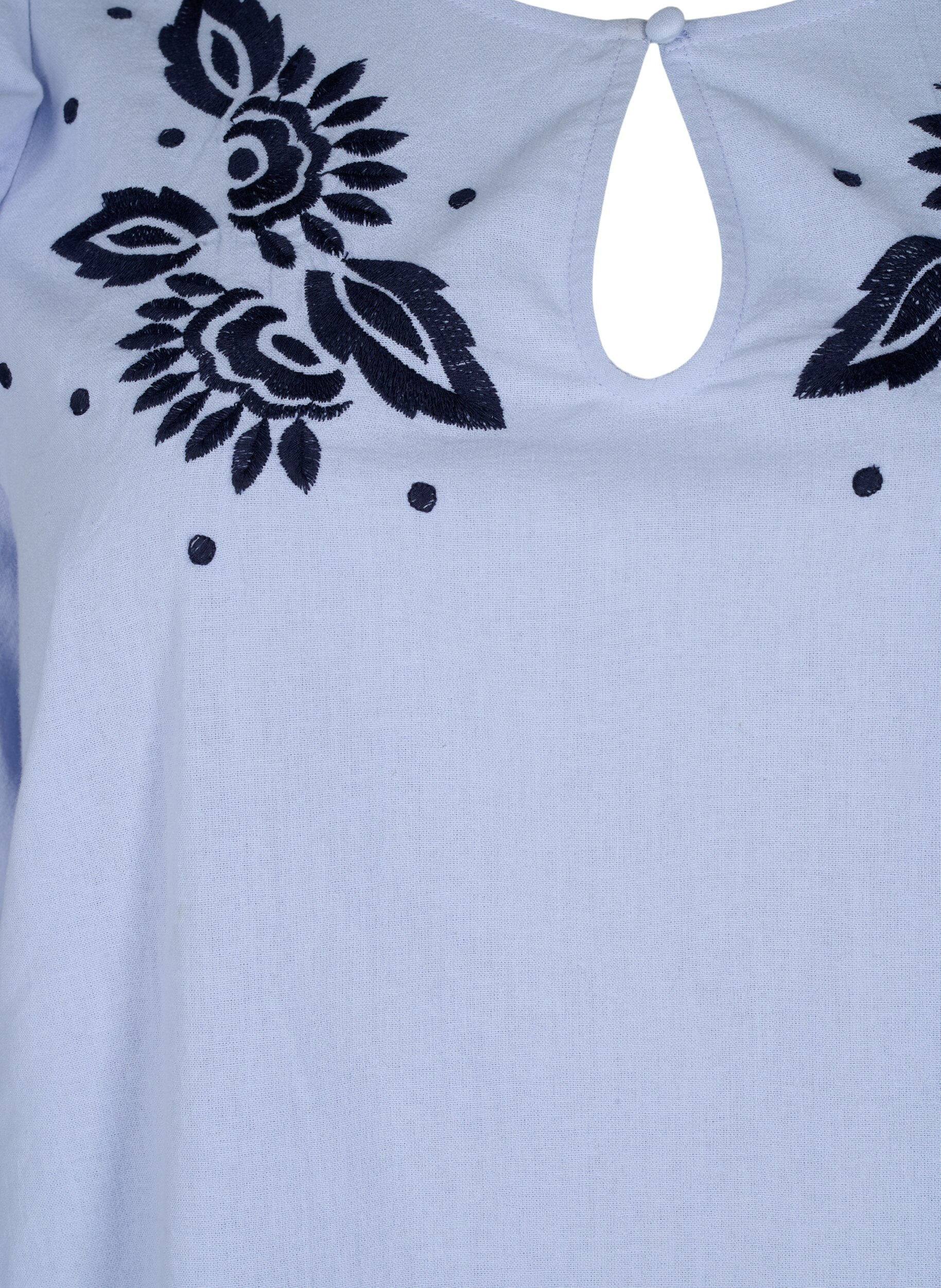 Zizzi Katoenen blouse met borduursel en ruches, Blauw, Packshot image number 2