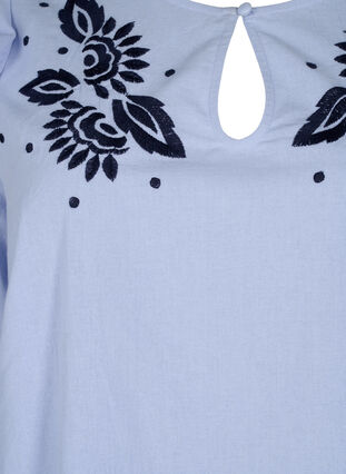 Katoenen blouse met borduursel en ruches, Ch. Blue w. Navy, Packshot image number 2