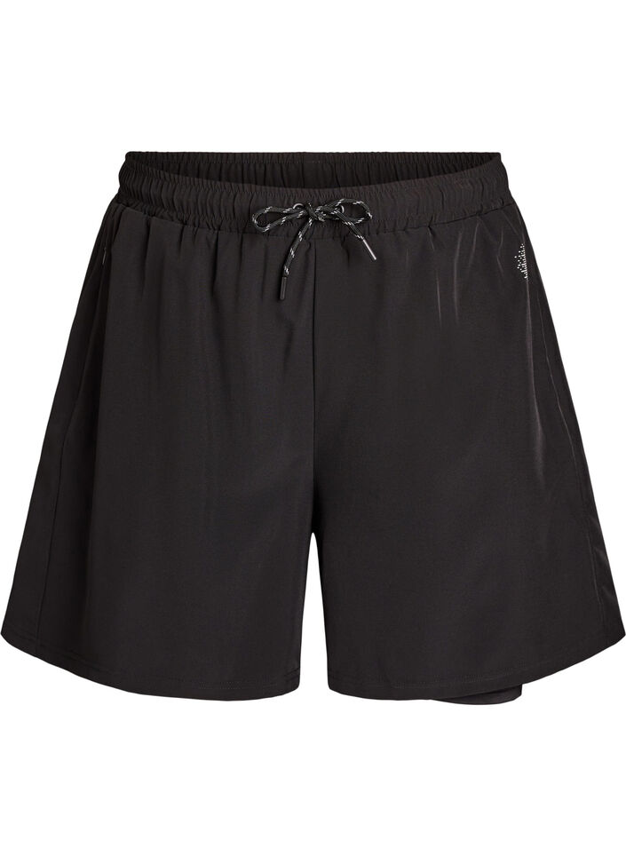 Trainingshort met binnenbroek en telefoonzakje, Zwart, Packshot image number 0