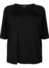 Gebreide blouse van viscose met 3/4 mouwen, Black