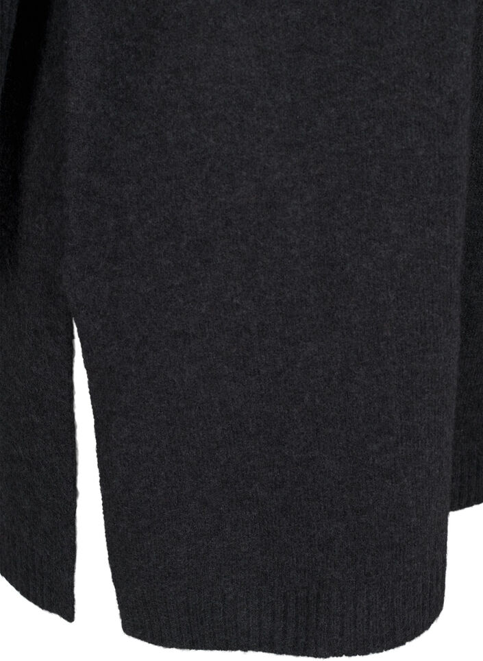 Lange gebreide blouse met lange mouwen, Dark Grey Melange, Packshot image number 3