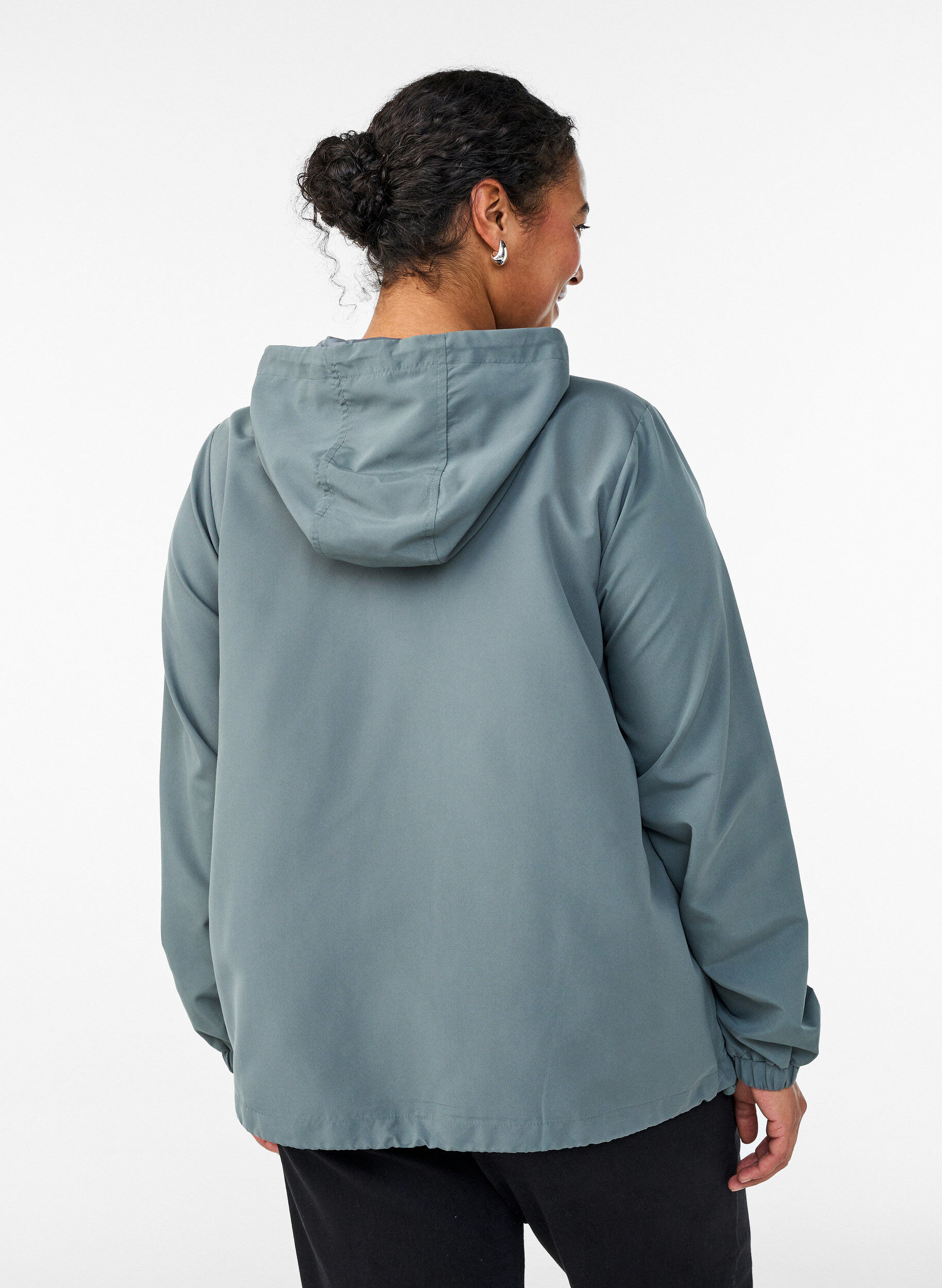 ZizziLichtgewicht jas met een capuchon en ritssluiting, Groen, Model image number 2