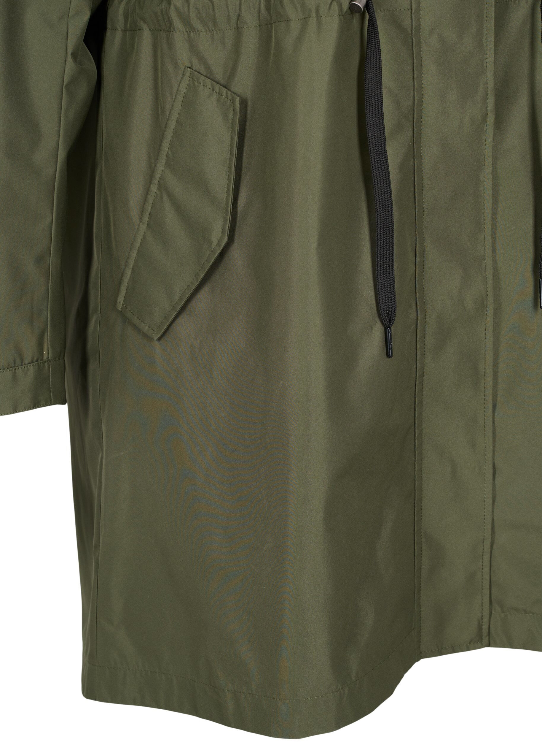 Zizzi Waterdichte parka met afneembare capuchon, Forest Night, Packshot image number 3