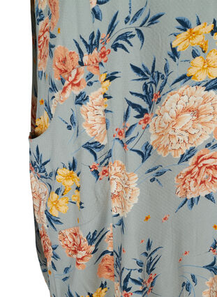 Viscose jurk met print en korte mouwen , Light Blue Flower, Packshot image number 3