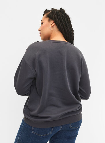 Sweatshirt met ruches en gehaakt detail, Dark Grey, Model image number 1