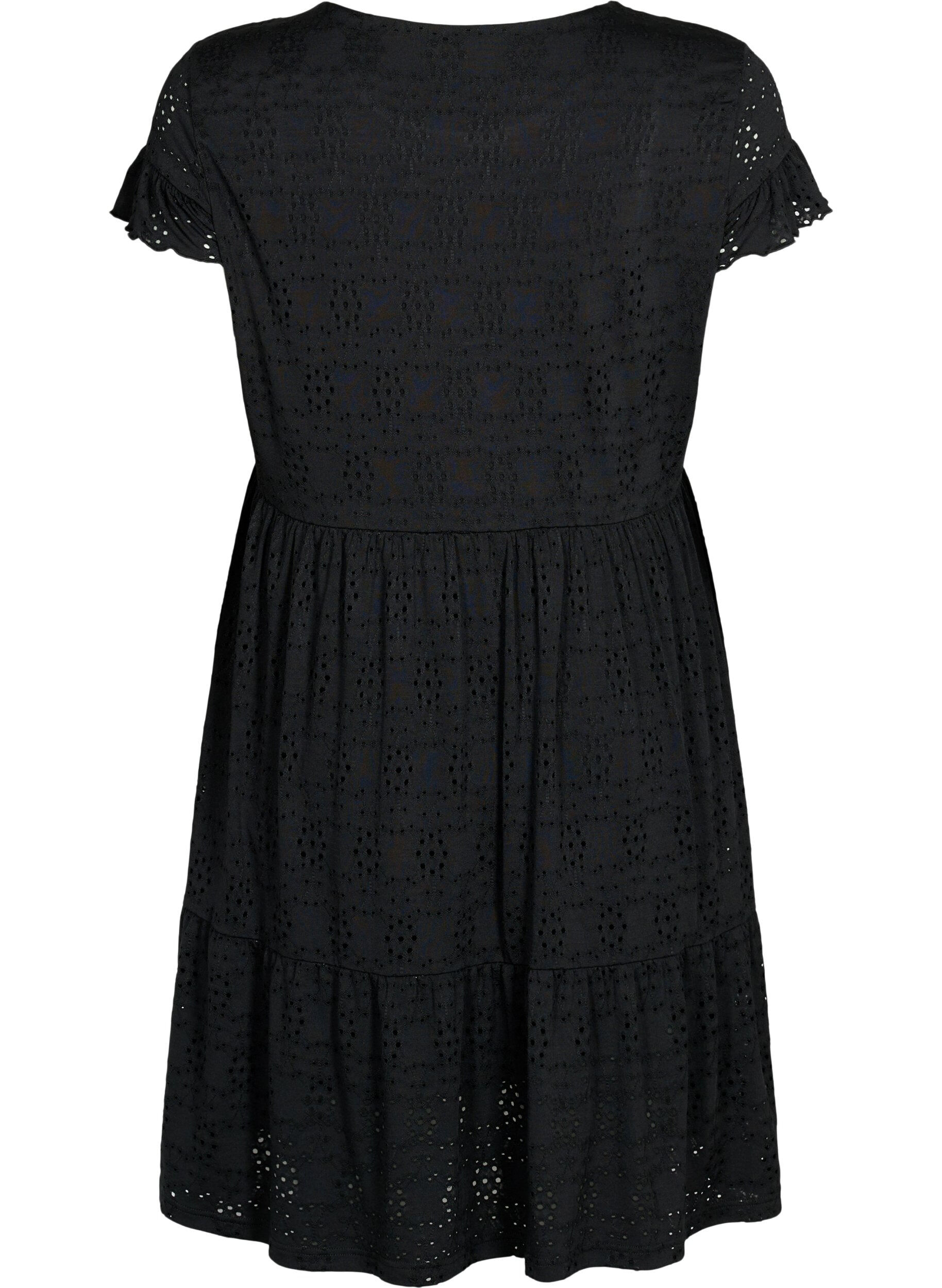 Zizzi Zwangerschapsjurk in broderie anglaise met borstvoedingsfunctie, Black, Packshot image number 1