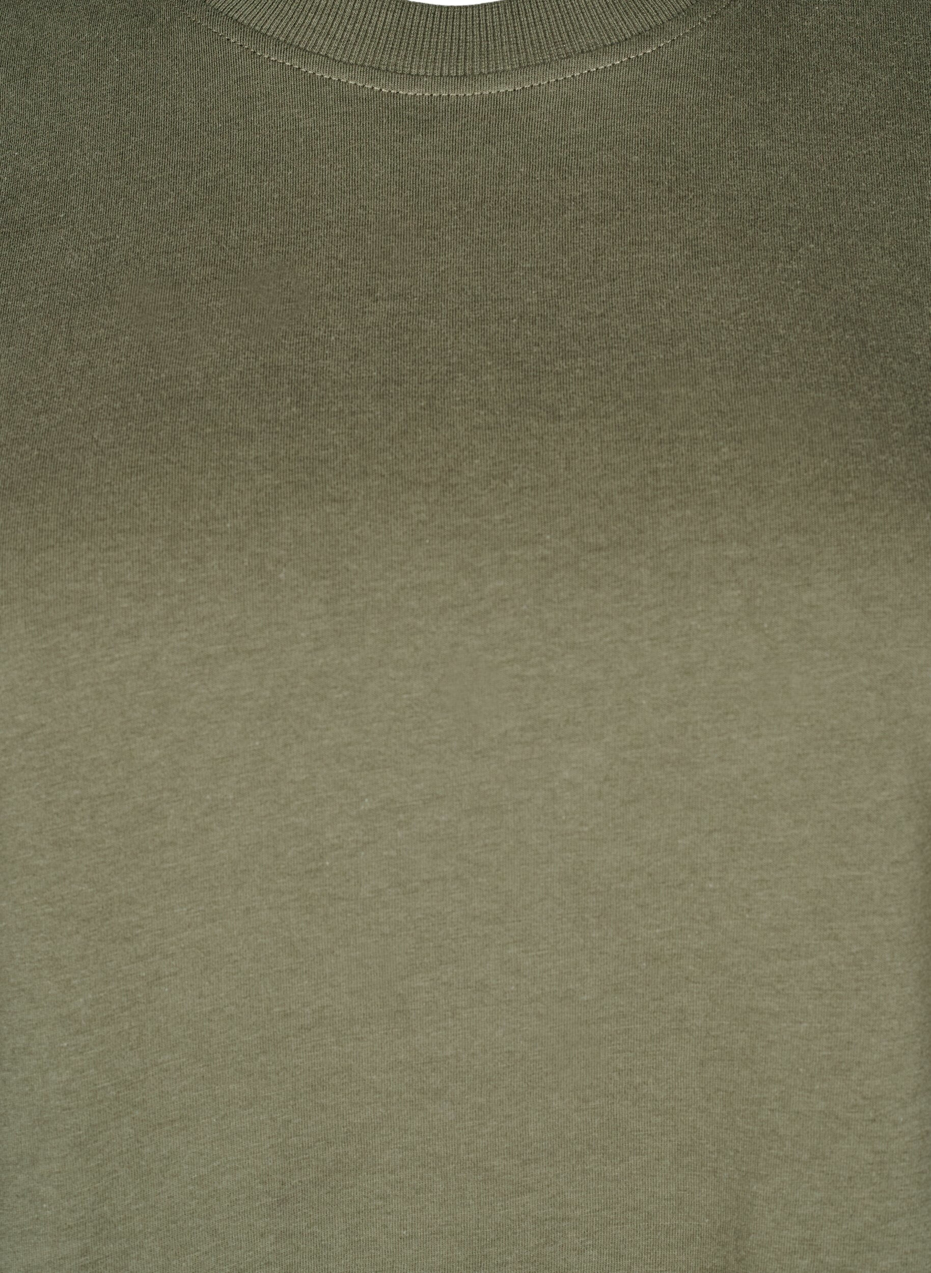 Zizzi Basic katoenen T-shirt met ronde hals, Groen, Packshot image number 2