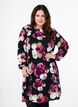 Viscose jurk met print en lange mouwen, Zwart, Model image number 0