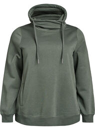 Sweatshirt met hoge kraag en zakken, Groen