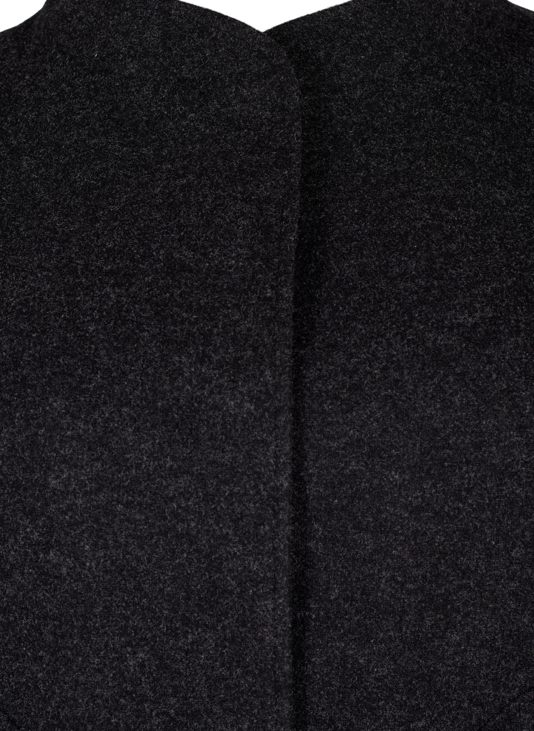 Zizzi Wol-look bomberjack met zakken, Dark Grey Melange, Packshot image number 2