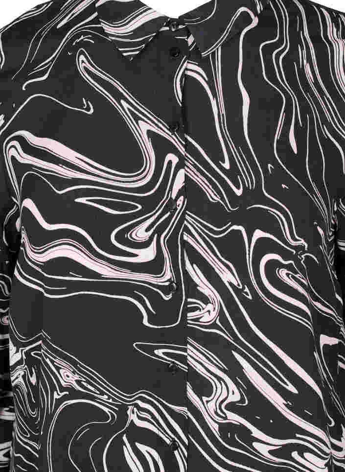 Overhemdjurk van viscose met print, Black Swirl AOP, Packshot image number 2