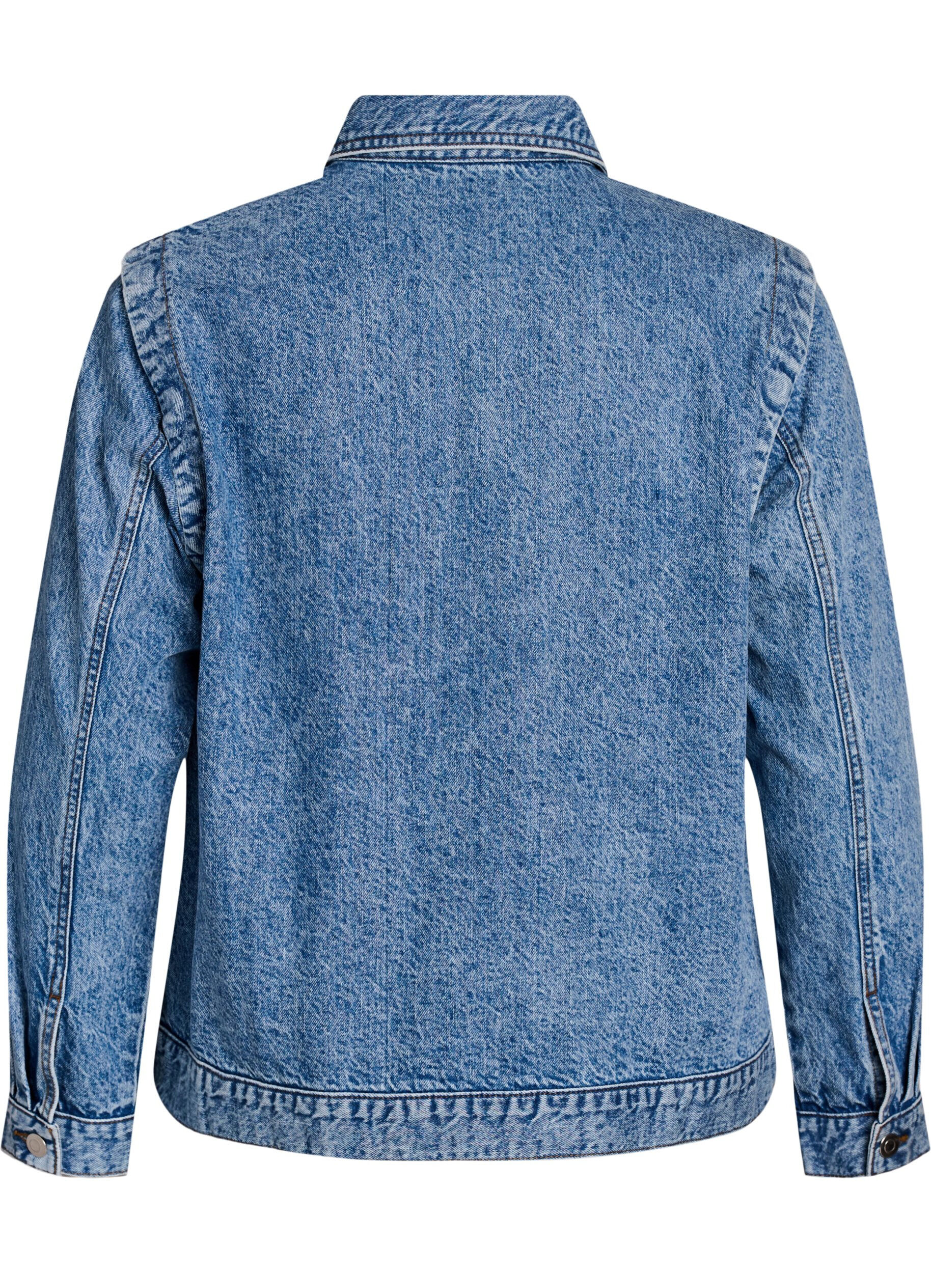 Zizzi Denimjack met afneembare mouwen, Blauw, Packshot image number 1