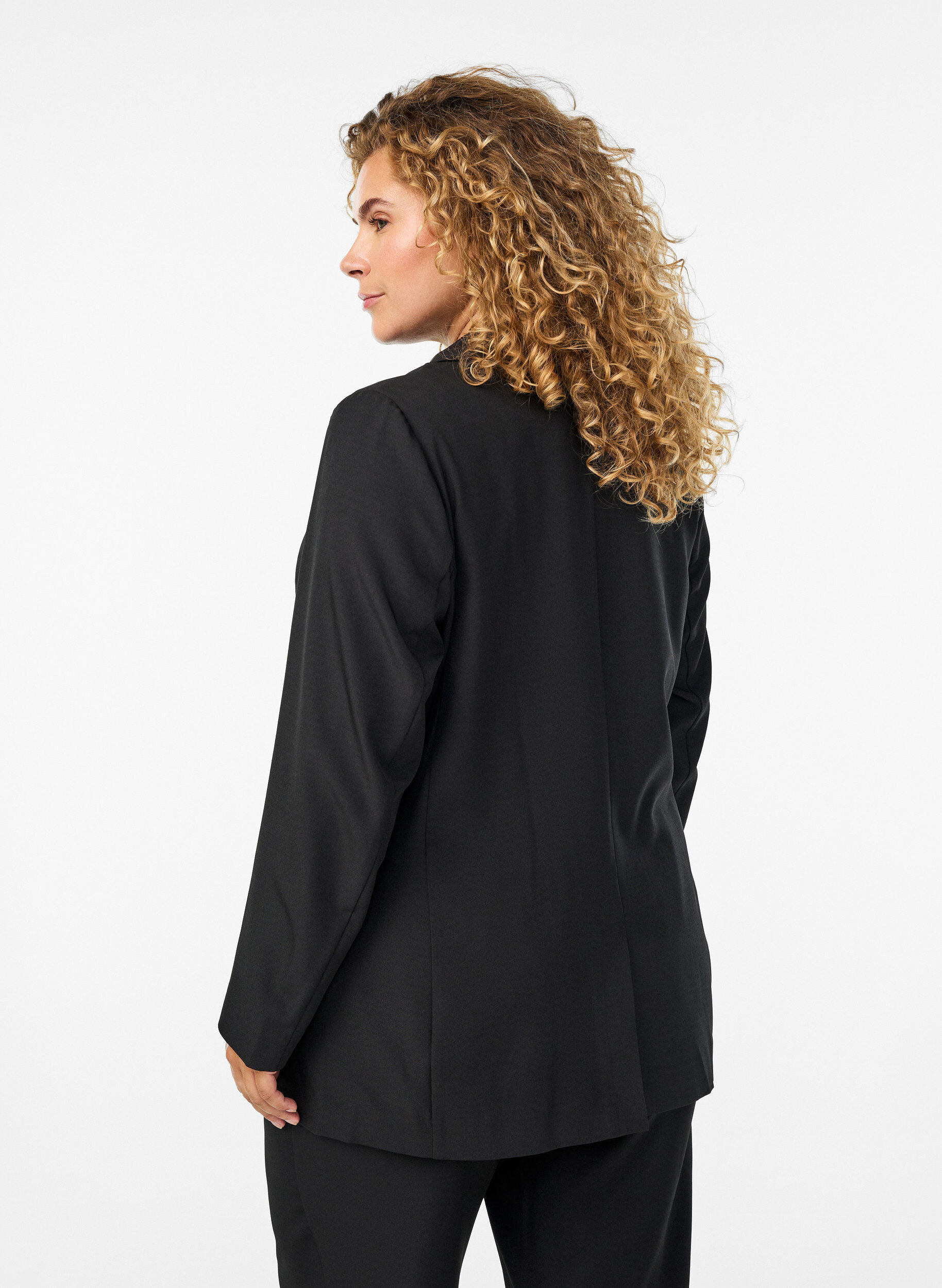 Zizzi FLASH - Blazer met zakken en splitjes, Zwart, Model image number 2