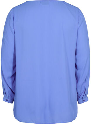 Effen shirt met V-hals, Ultramarine, Packshot image number 1
