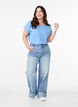 T-shirt met korte mouwen van katoenmix, Blauw, Model image number 1