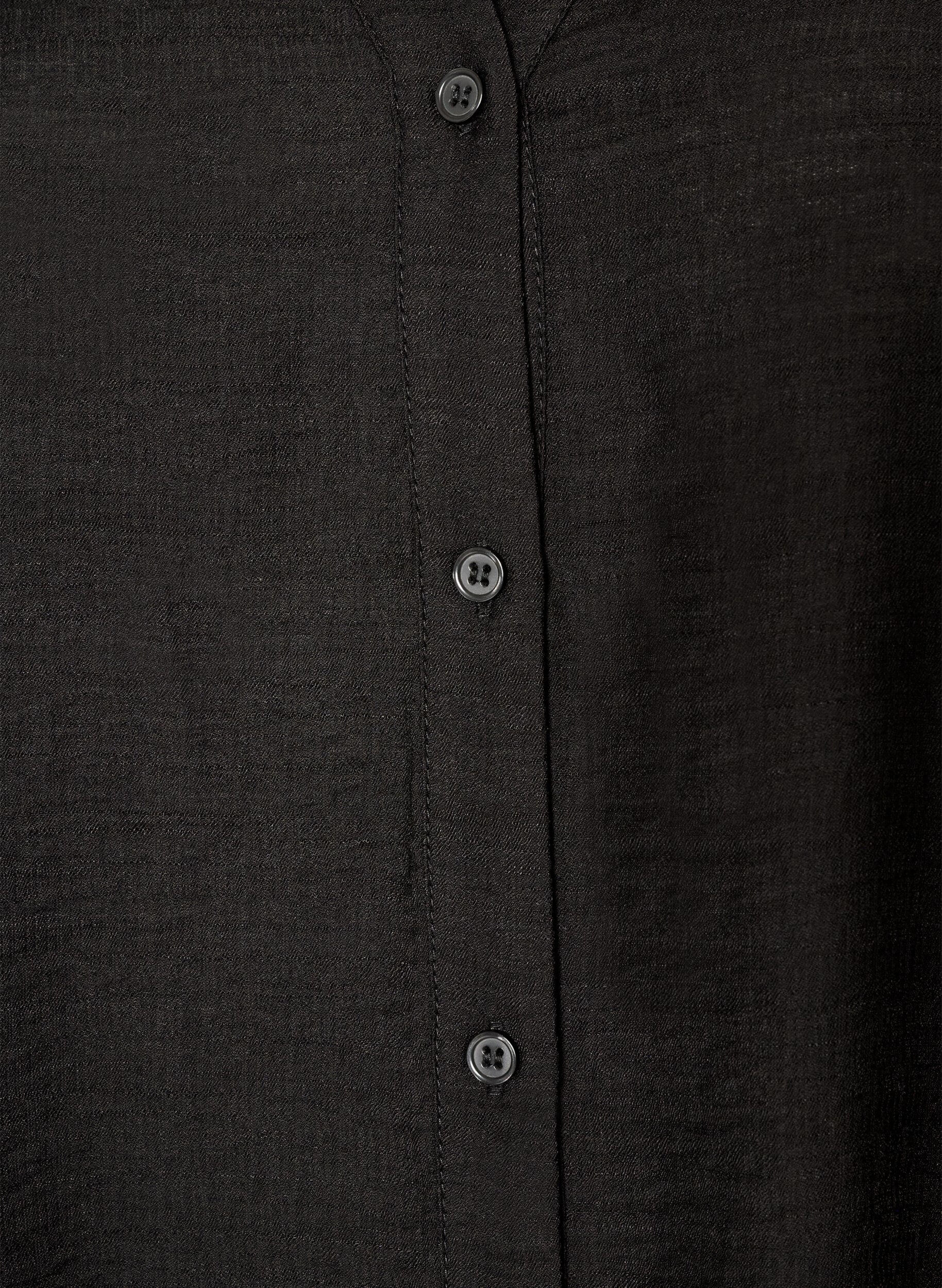 ZizziViscose shirt met geborduurde mouwen, Zwart, Packshot image number 2