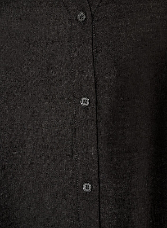 Viscose shirt met geborduurde mouwen, Zwart, Packshot image number 2