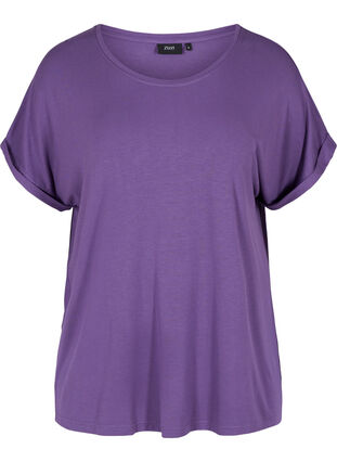 T-shirt van viscosemix met korte mouwen, Loganberry, Packshot image number 0