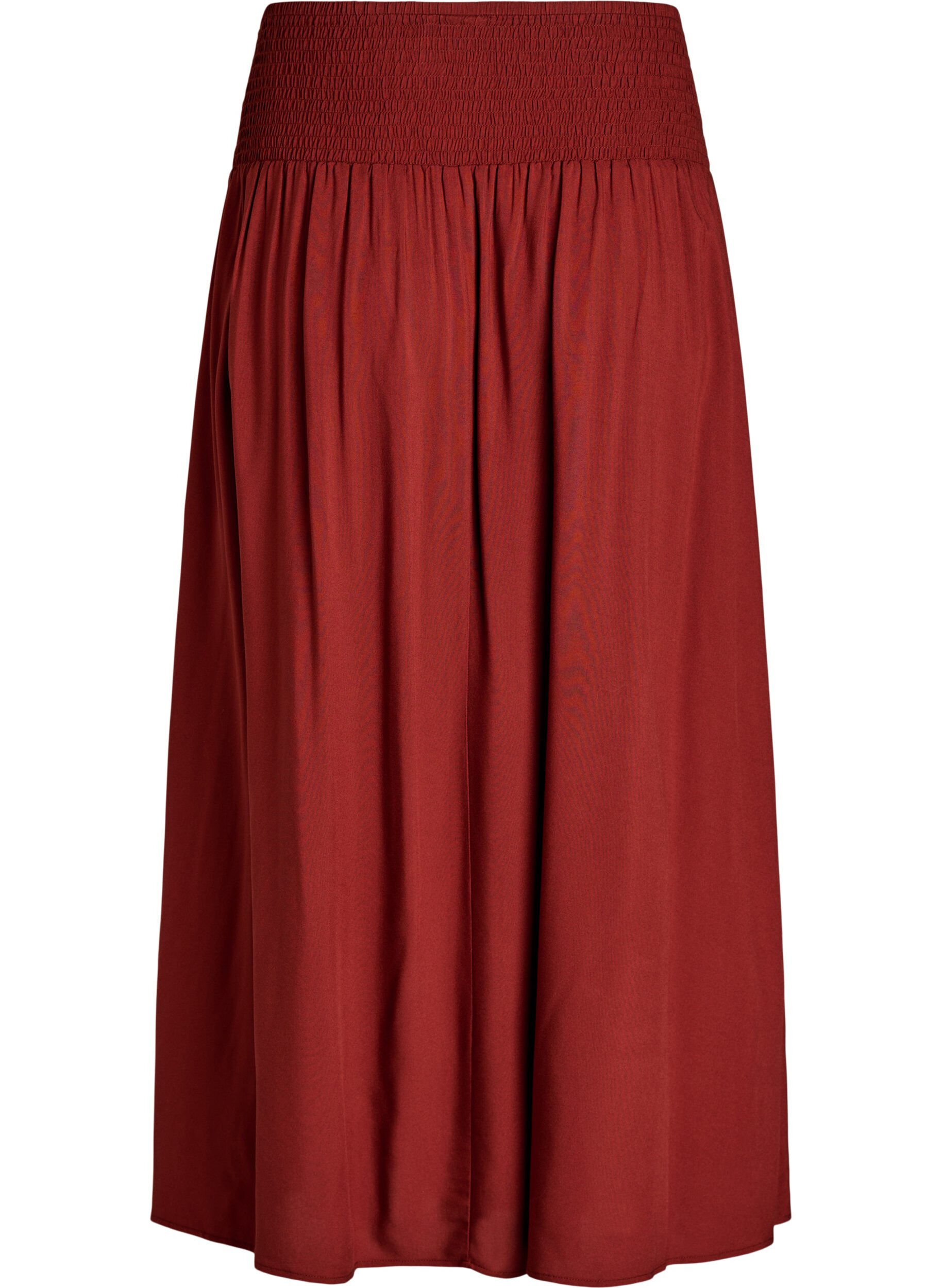 Zizzi Viscose maxi-rok met smock, Rood, Packshot image number 1