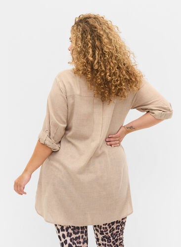 Lange blouse met 3/4 mouwen en v-hals, Simply Taupe, Model image number 1