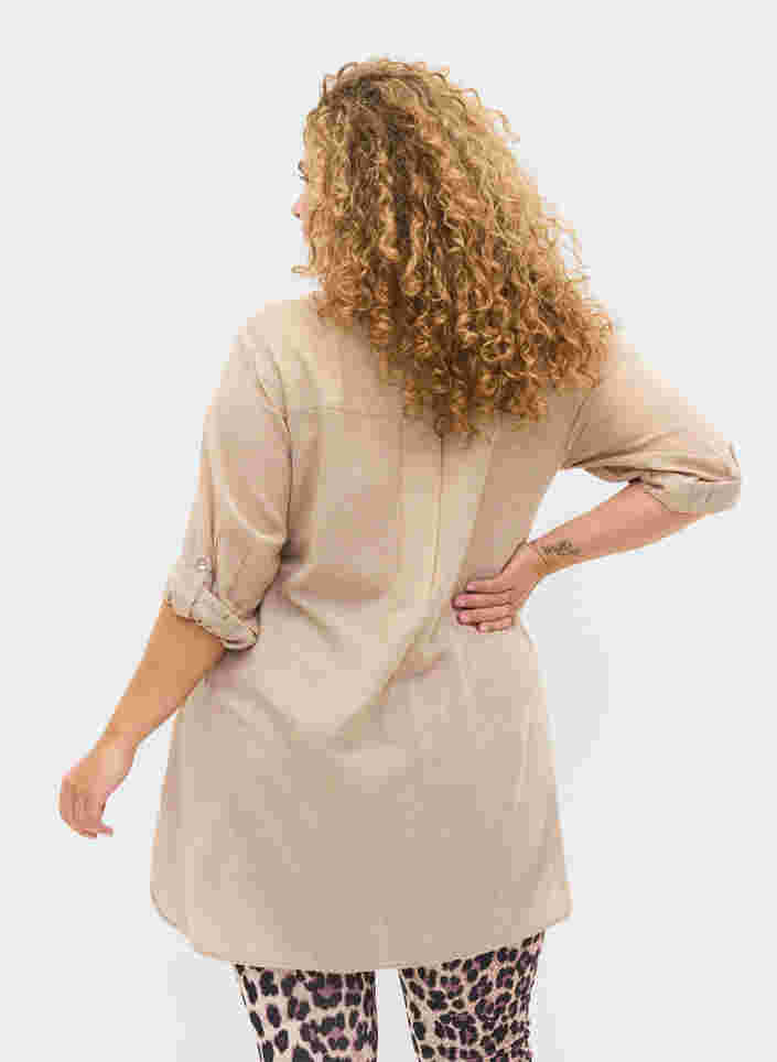 Lange blouse met 3/4 mouwen en v-hals, Simply Taupe, Model image number 1