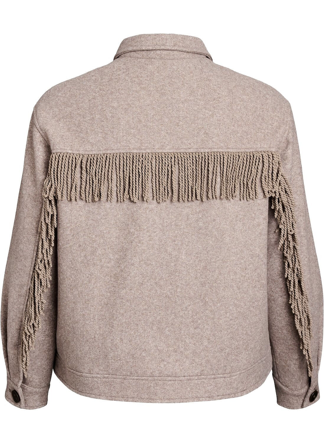 Zizzi Korte shirtjas met franjes, Beige, Packshot image number 1