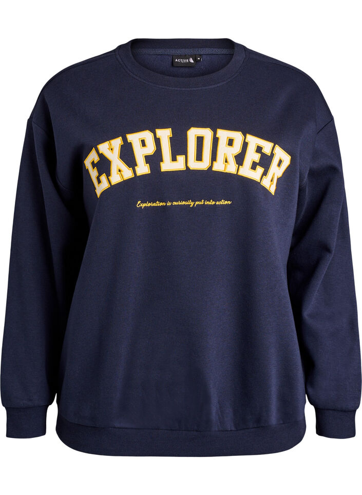 Sweatshirt met statementdetail, Blauw, Packshot image number 0