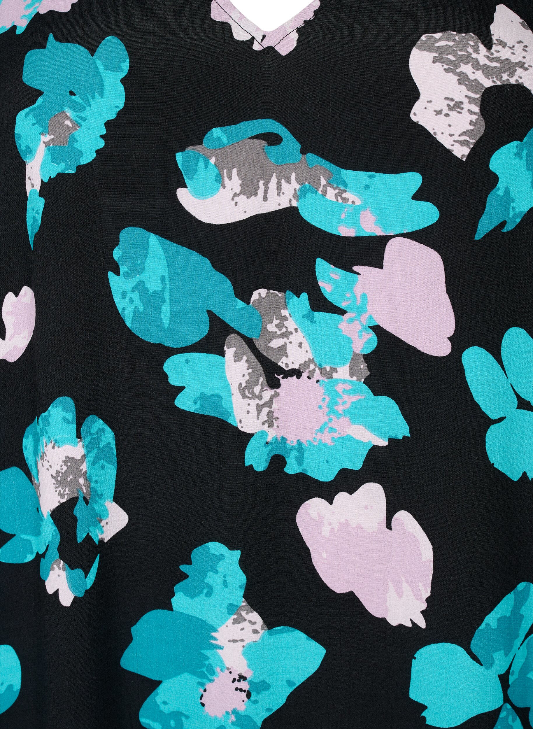 Zizzi Viscose jurk met lange mouwen en print, Blue AOP, Packshot image number 2