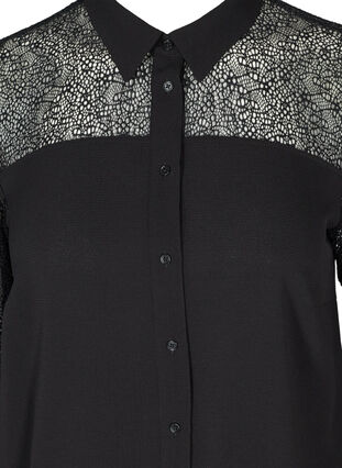 Overhemdblouse, Black w. Lace, Packshot image number 2