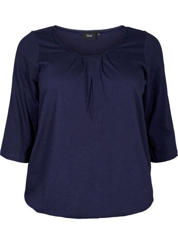 Katoenen blouse met 3/4 mouwen, Night Sky, Packshot image number 0