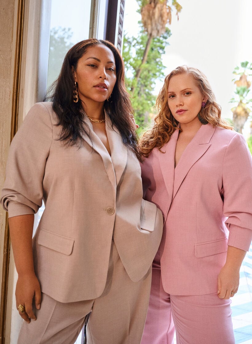 Klassieke blazer met knoopsluiting en zakken, Roze, Image image number 0