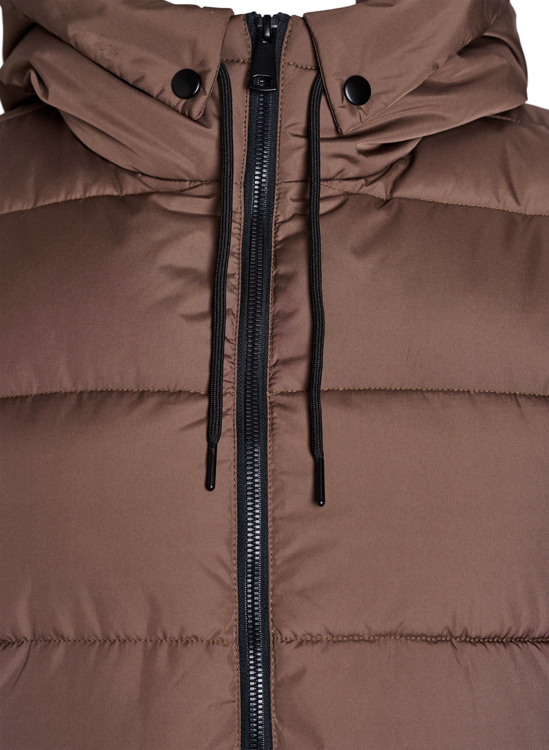 ZizziLange vest met capuchon en zakken, Bruin, Packshot image number 2