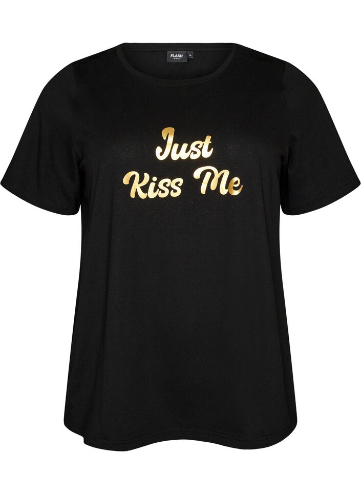 T-shirt met motief, Zwart, Packshot image number 0