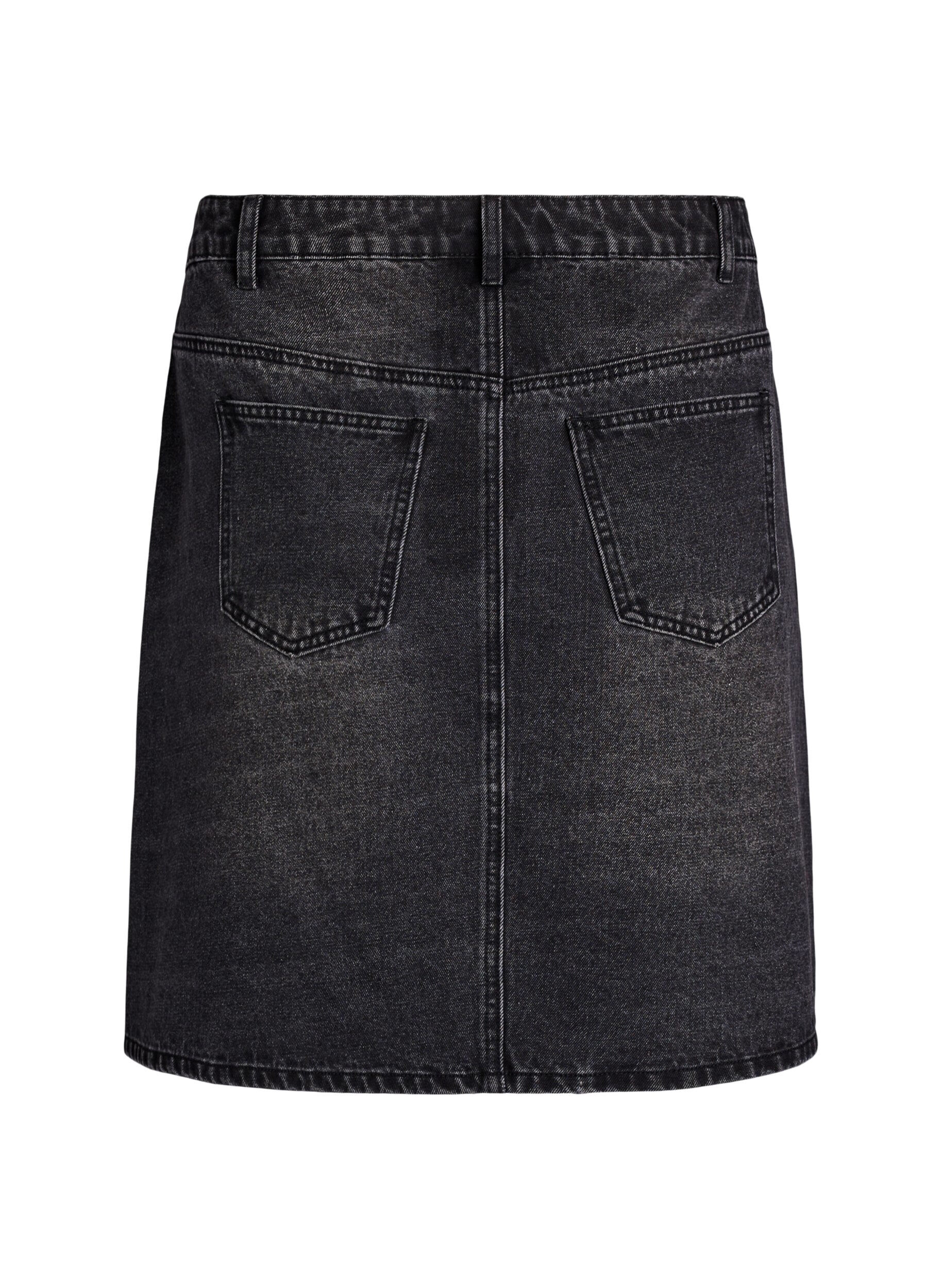 Zizzi Korte denimrok met stenen., Grijs, Packshot image number 1