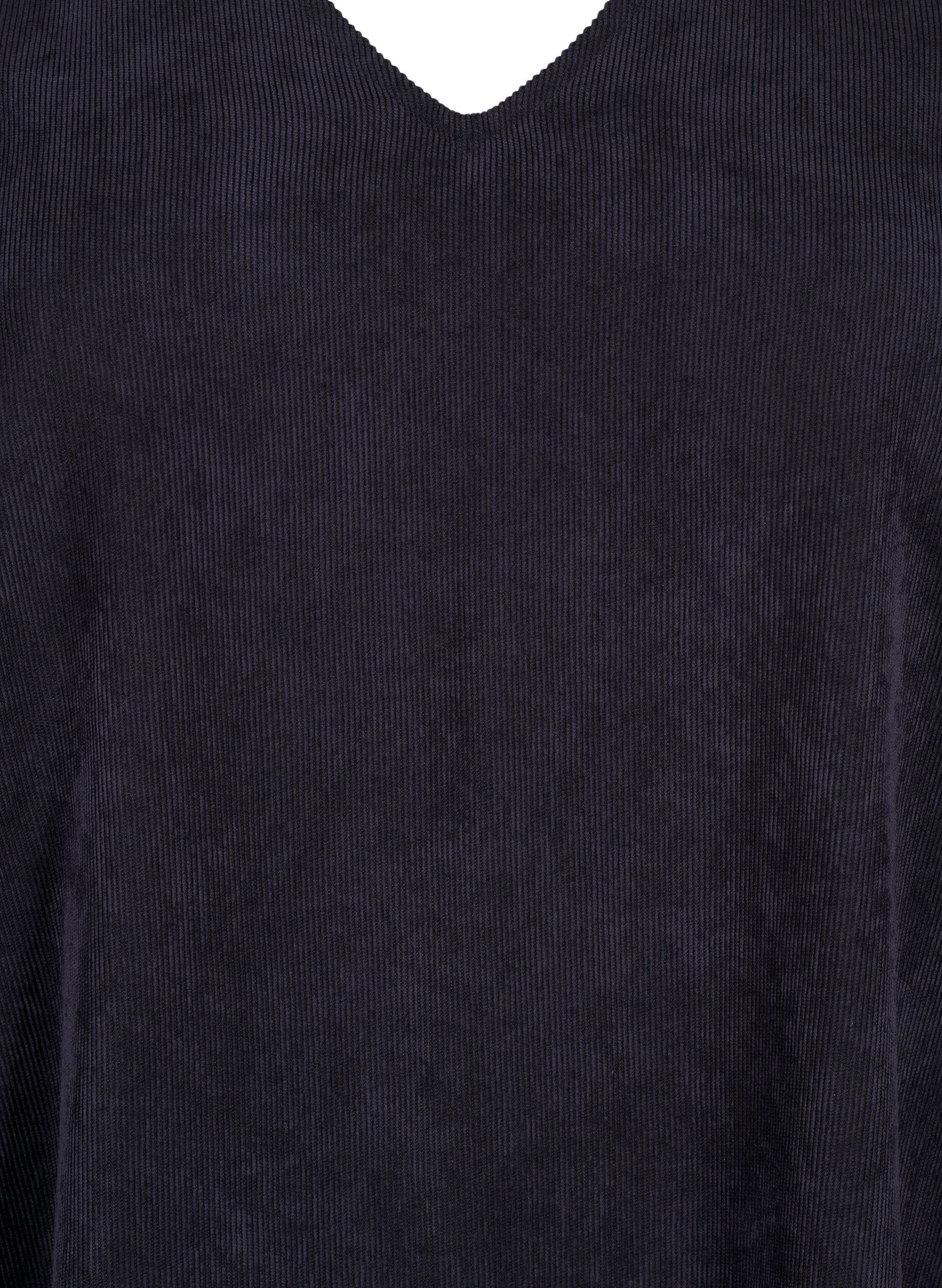 Zizzi Korte fluwelen jurk met zakken, Black, Packshot image number 2