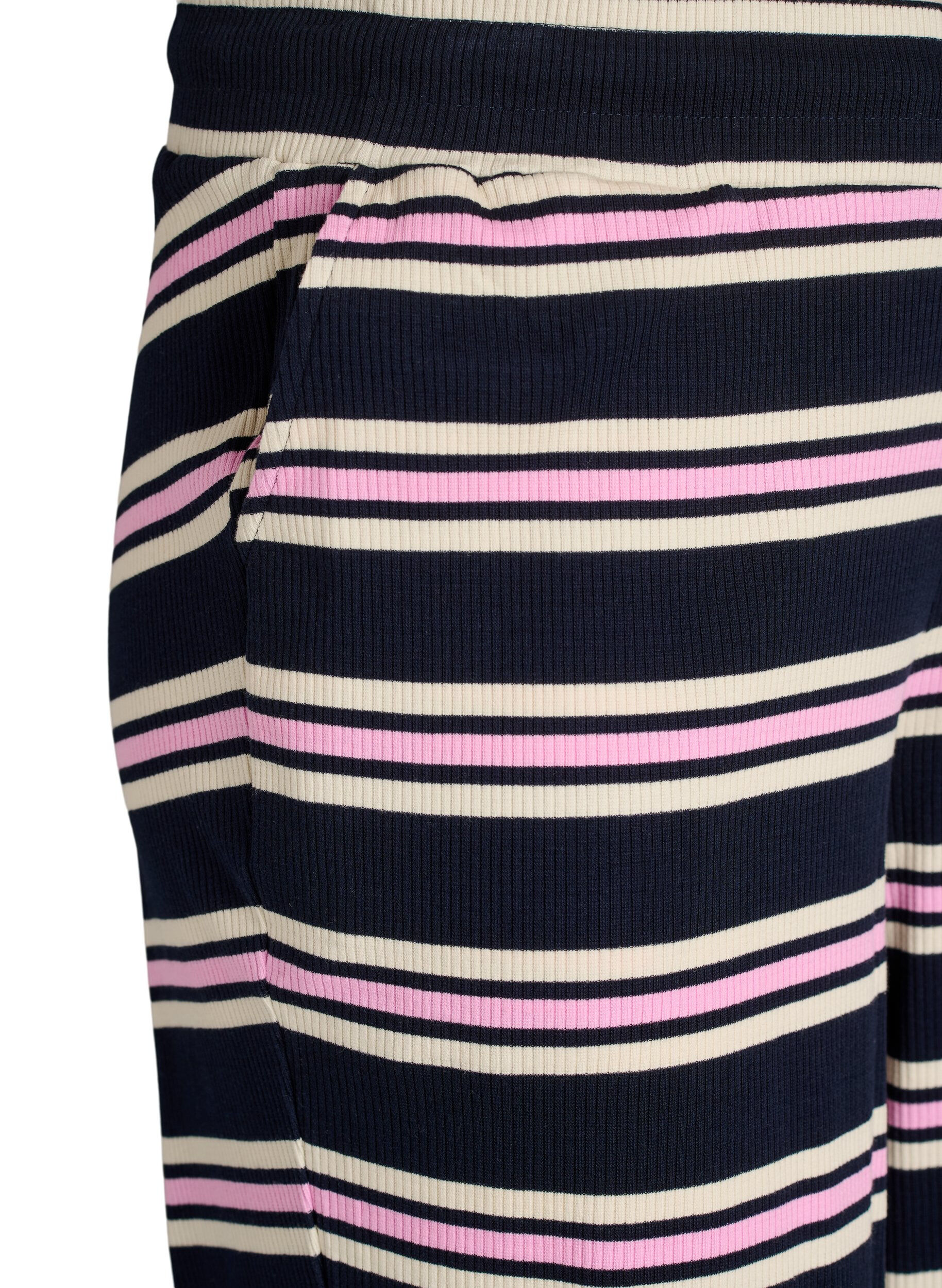 Zizzi Gestreepte pyjamabroek met wijde pijpen, Blauw, Packshot image number 2