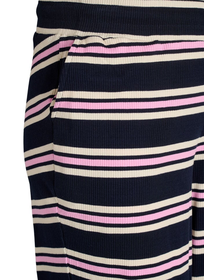 Gestreepte pyjamabroek met wijde pijpen, Blauw, Packshot