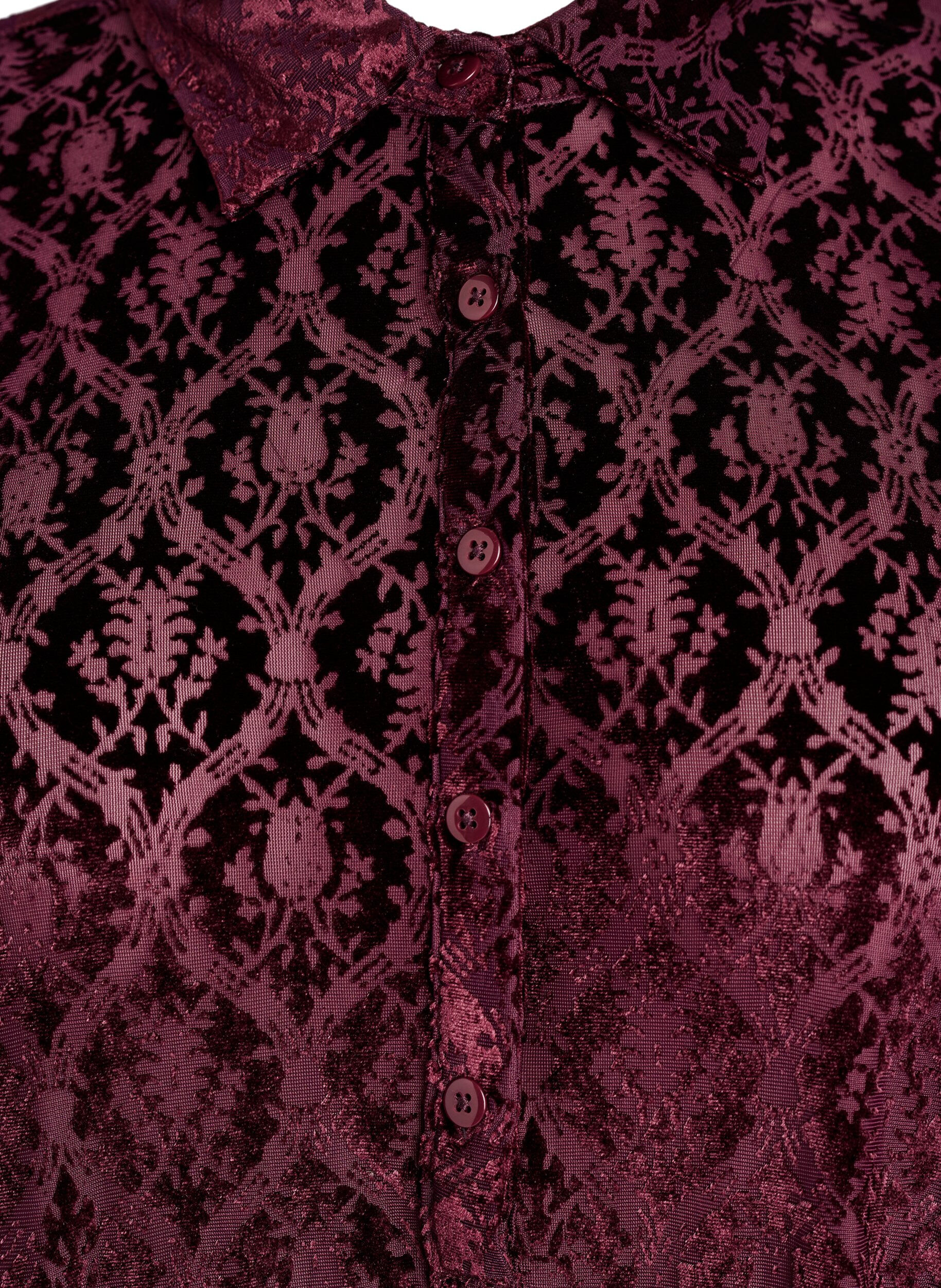 Zizzi Korte jurk met velours patroon, Rood, Packshot image number 2