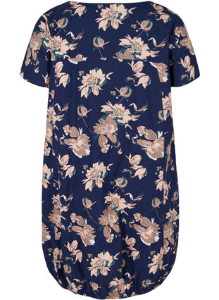 Katoenen jurk met korte mouwen en print, Blue Flower , Packshot image number 1