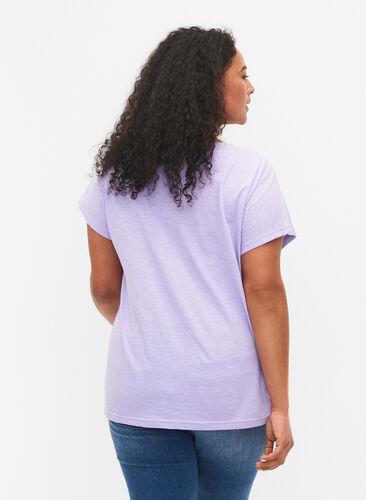 Katoenen t-shirt met bladprint, Lavender C Leaf, Model image number 1