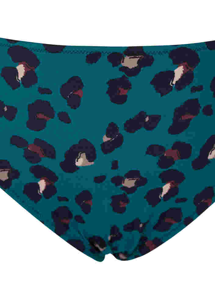 Bikinibroekje met hoge taille, Teal Leopard, Packshot image number 2