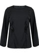 Blouse met lange mouwen en ruches, Black Dot, Packshot image number 0
