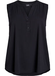 FLASH - Mouwloze viscose blouse, Zwart