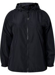 Korte jas met capuchon en verstelbare onderkant, Black