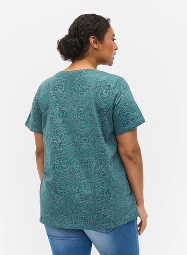 Bedrukt katoenen t-shirt, Balsam Green DOT, Model image number 1