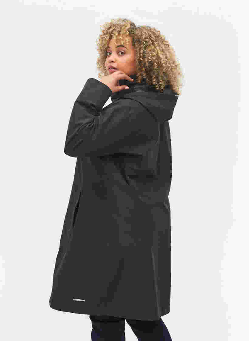 Regenjas met afneembare capuchon en reflex, Black, Model image number 1