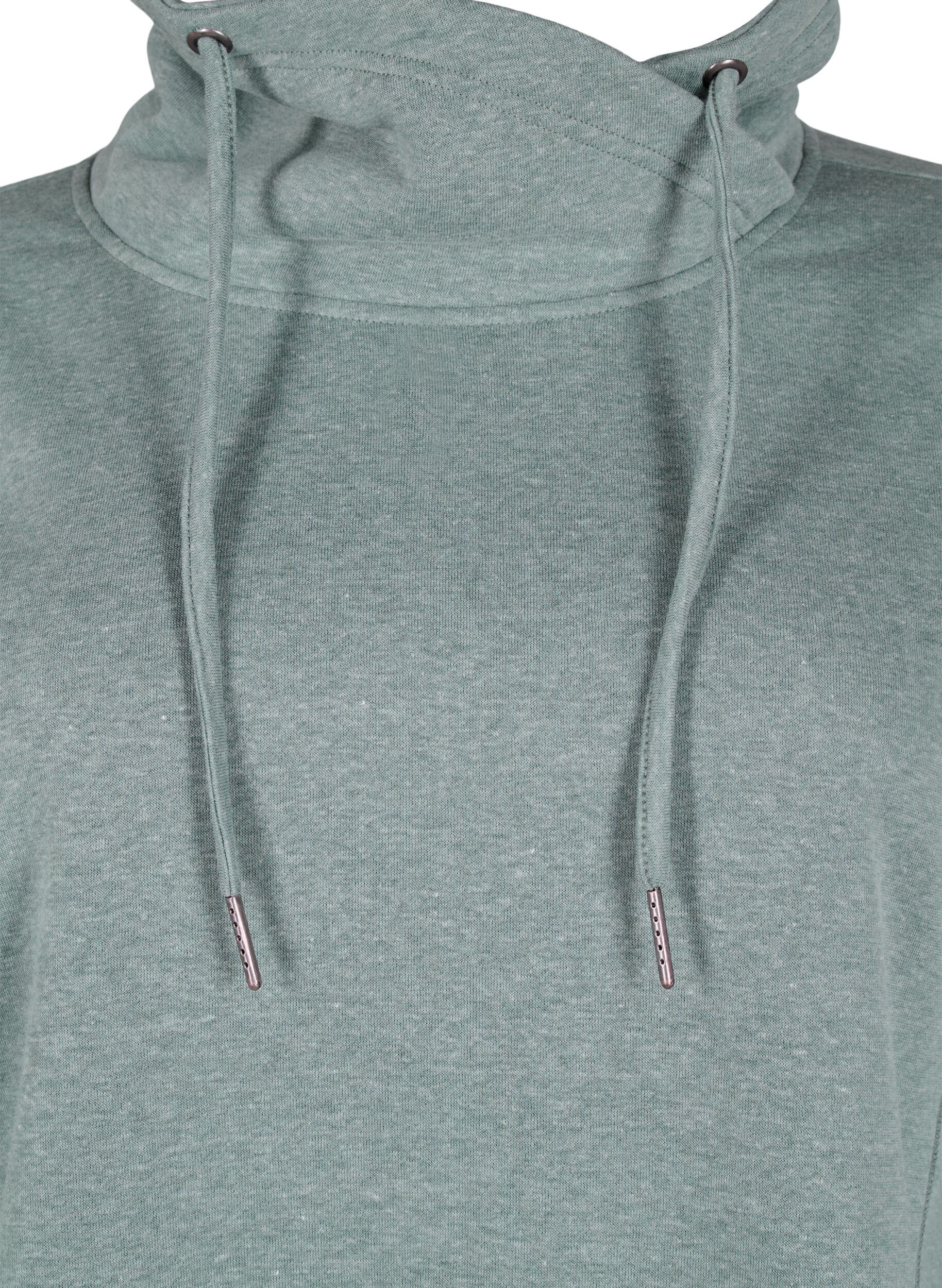Zizzi FLASH - Sweatshirt met hoge kraag, Balsam Green Melange, Packshot image number 2